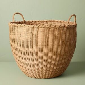 Large Round Woven Rattan Storage Basket with Handles - Hearth & Hand